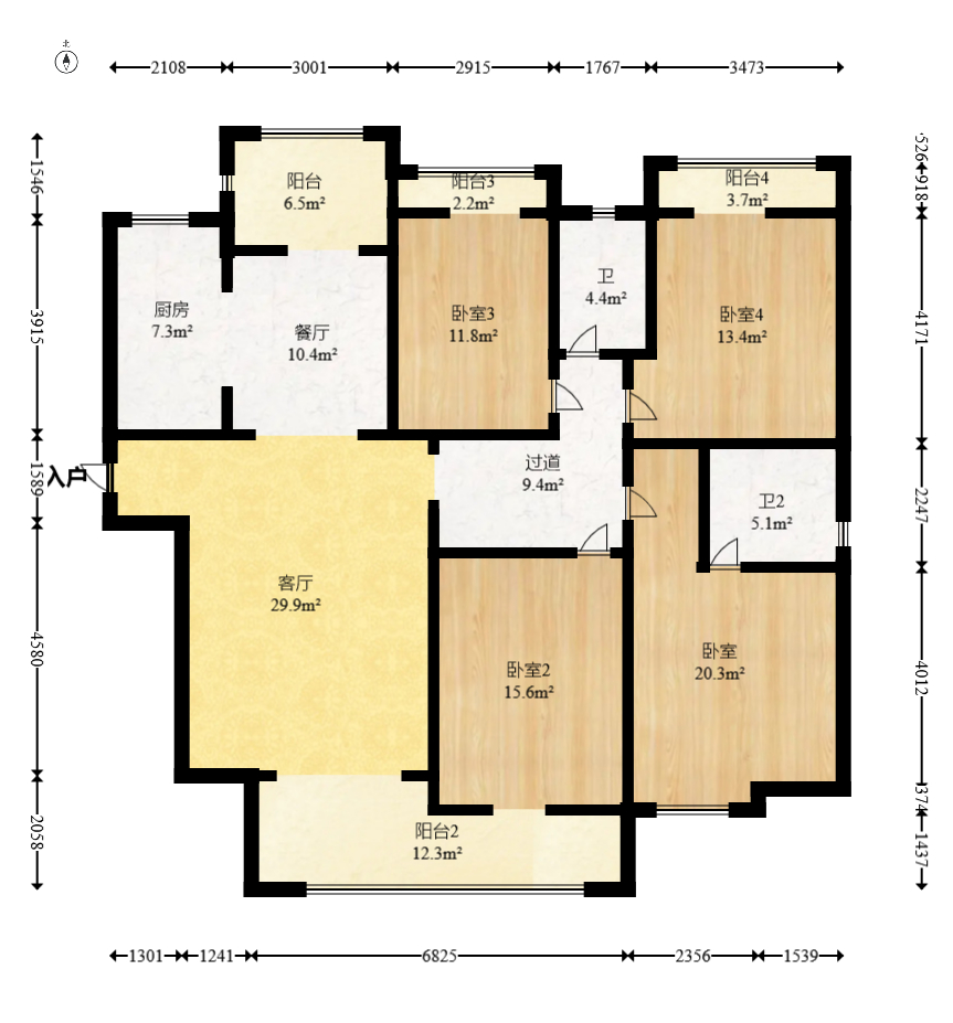 长房时代城 4室2厅2卫 155.0万 长房时代城 4室2厅2卫 155.0万户型图