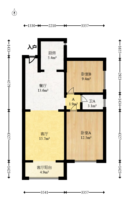 钰龙天下二期（钰龙佳园）  2室2厅1卫   219.00万室内图1