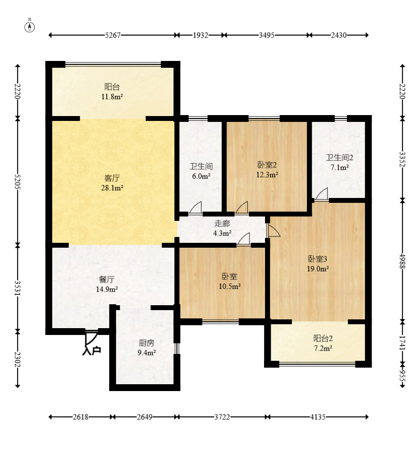 星城国际  3室2厅2卫    65.0万室内图1