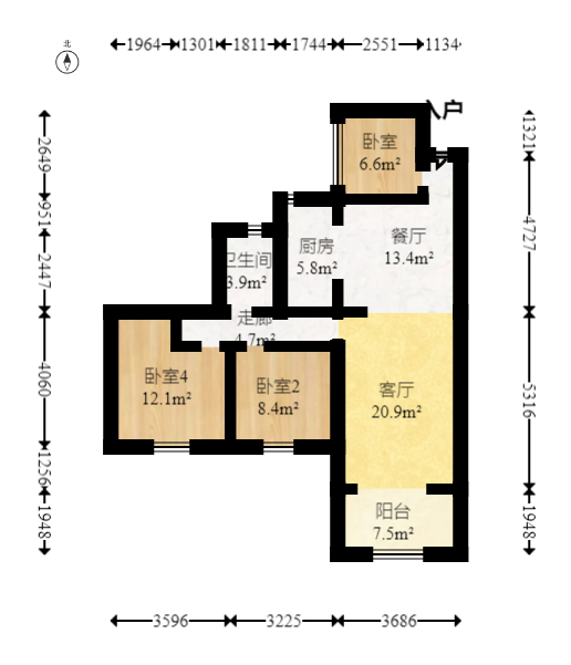 海德公园  4室2厅1卫    66.8万 海德公园  4室2厅1卫    66.8万户型图