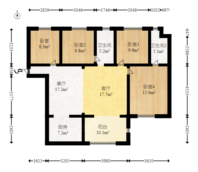 海德公园  4室2厅2卫   96.00万室内图1