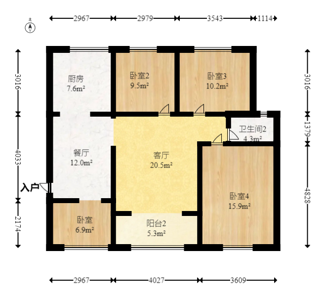 辉宏橄榄城  4室2厅1卫   79.80万室内图1