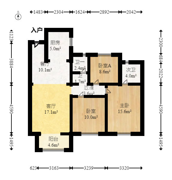 華潤置地廣場二期  3室2廳2衛(wèi)   76.00萬