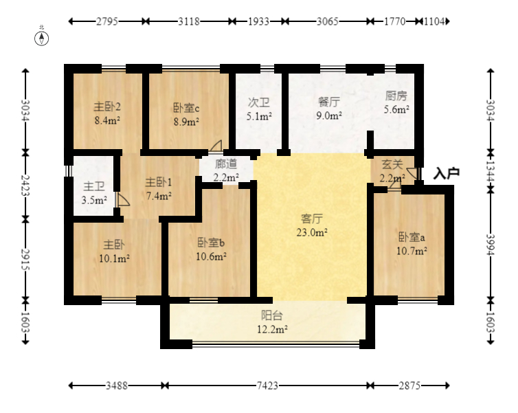 步步高梅溪新天地二期（步步高梅溪嘉苑）  5室2厅2卫   128.00万室内图1