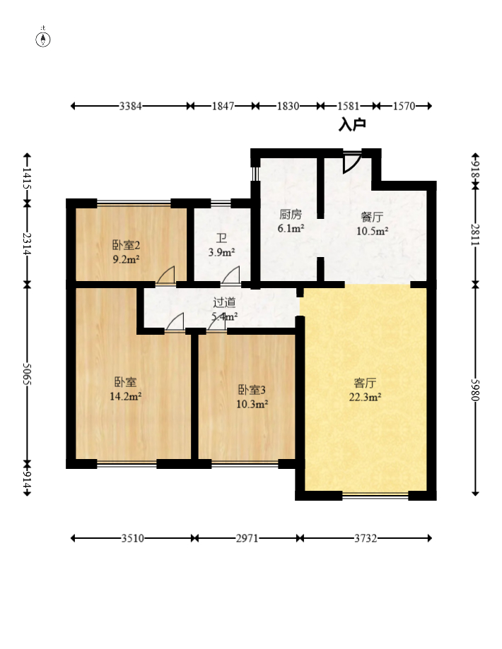 奥克斯缔壹城  3室2厅1卫    85.0万 奥克斯缔壹城  3室2厅1卫    85.0万户型图