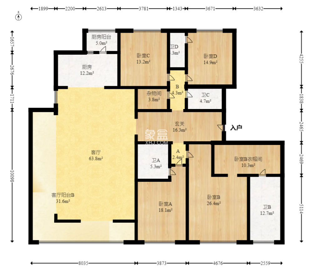 旭辉铂悦湘江  4室2厅2卫    657.0万