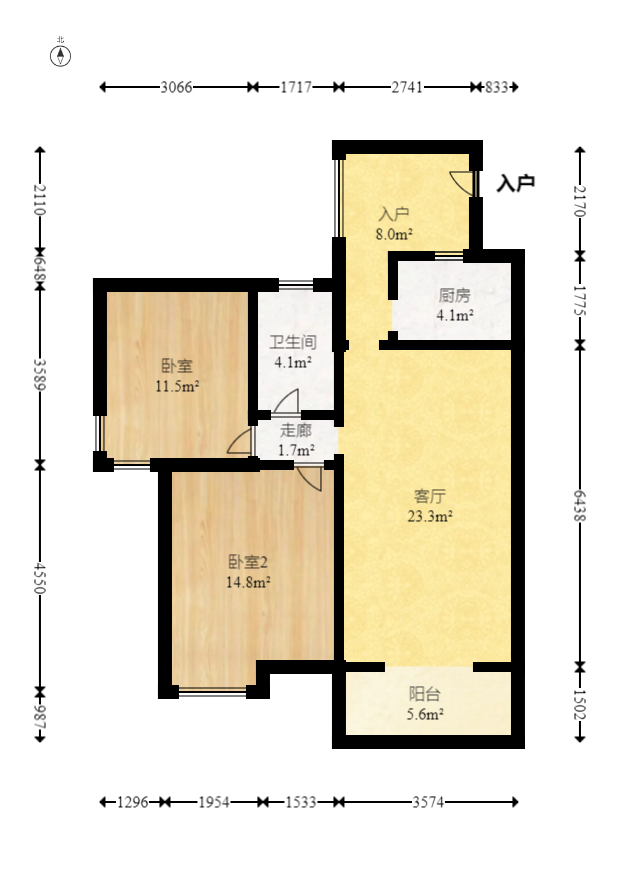 豪庭(江城豪庭) 2室2厅1卫 45.8万 豪庭(江城豪庭) 2室2厅1卫 45.8万户型图
