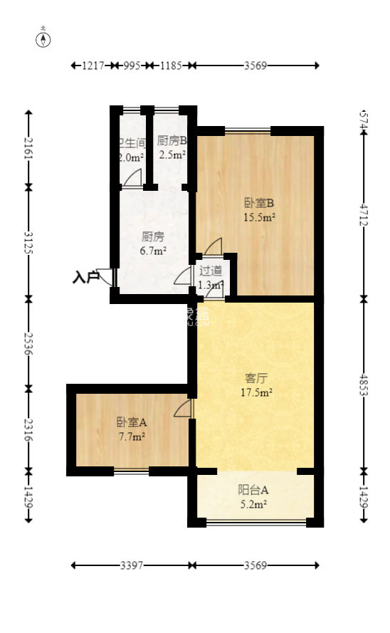 印染厂宿舍  2室1厅1卫   39.00万