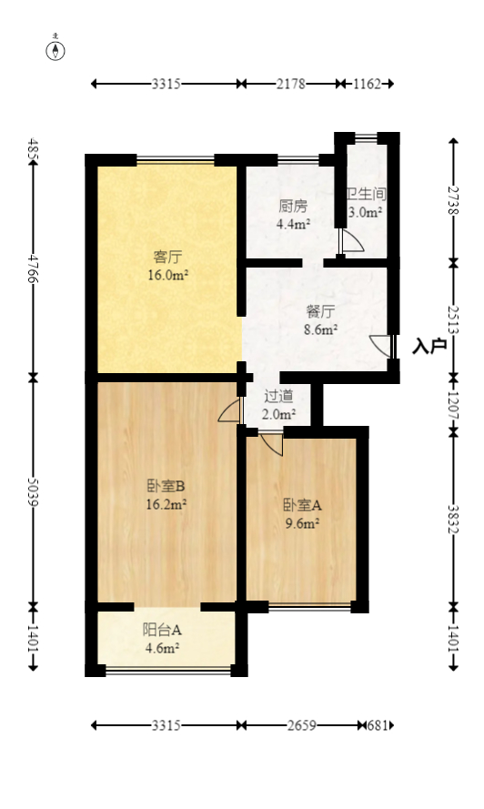 解放四村626号(长沙市三医院宿舍)  2室2厅1卫   58.00万室内图1
