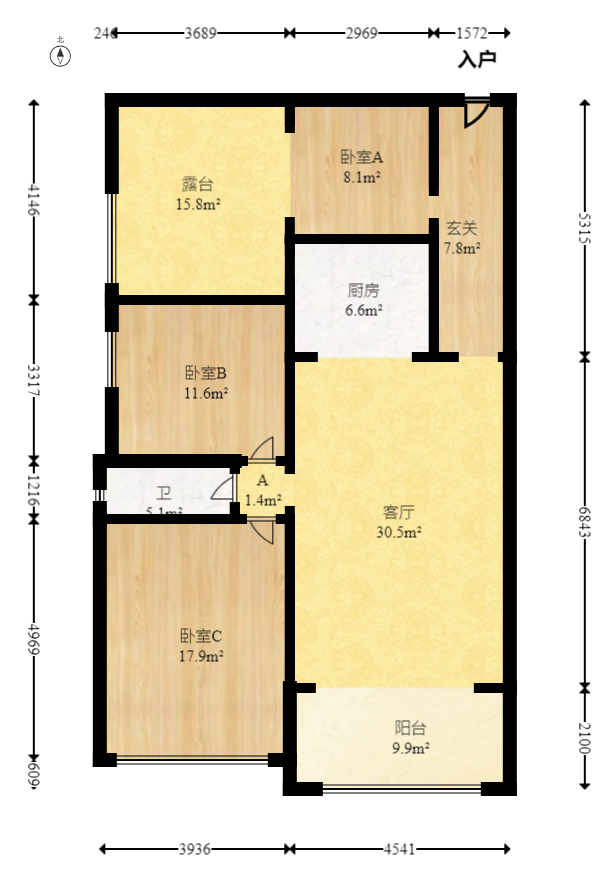 才子佳苑一期/二期  3室2厅1卫   86.80万室内图1