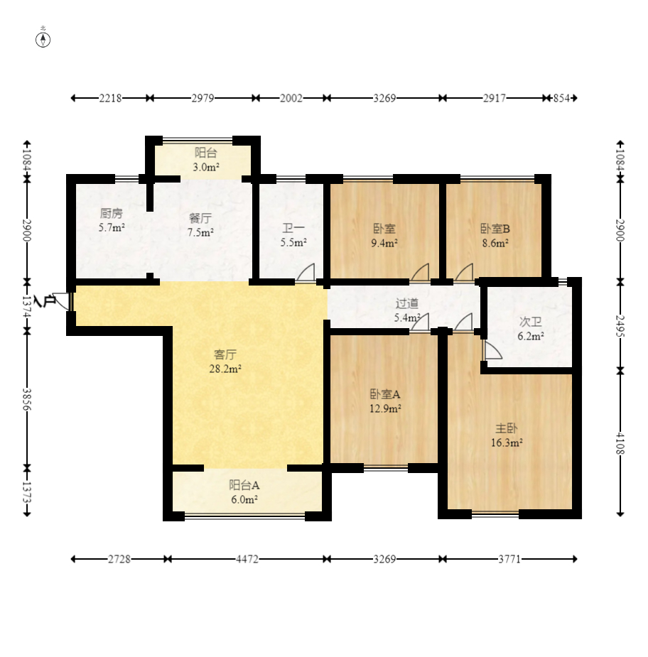 中建悦和城  4室2厅2卫   102.80万室内图1