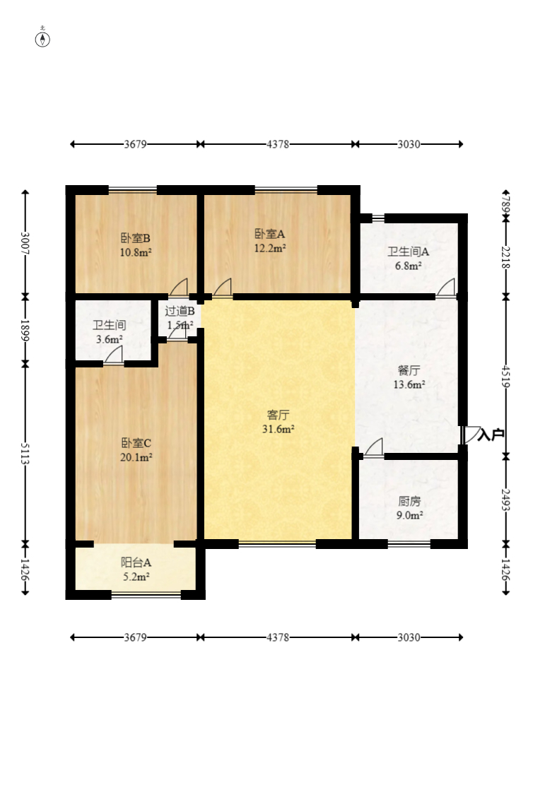 海威大厦 3室2厅2卫 55.8万 海威大厦 3室2厅2卫 55.8万户型图