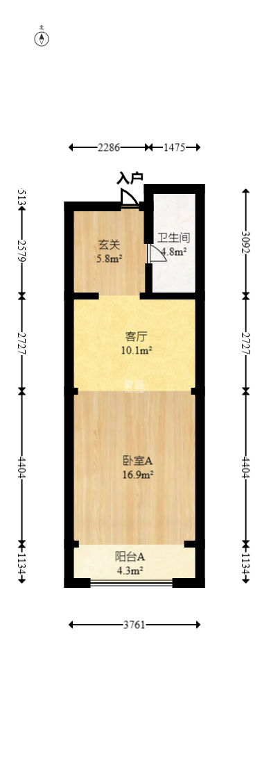 蚂蚁工房  1室1厅1卫   55.00万