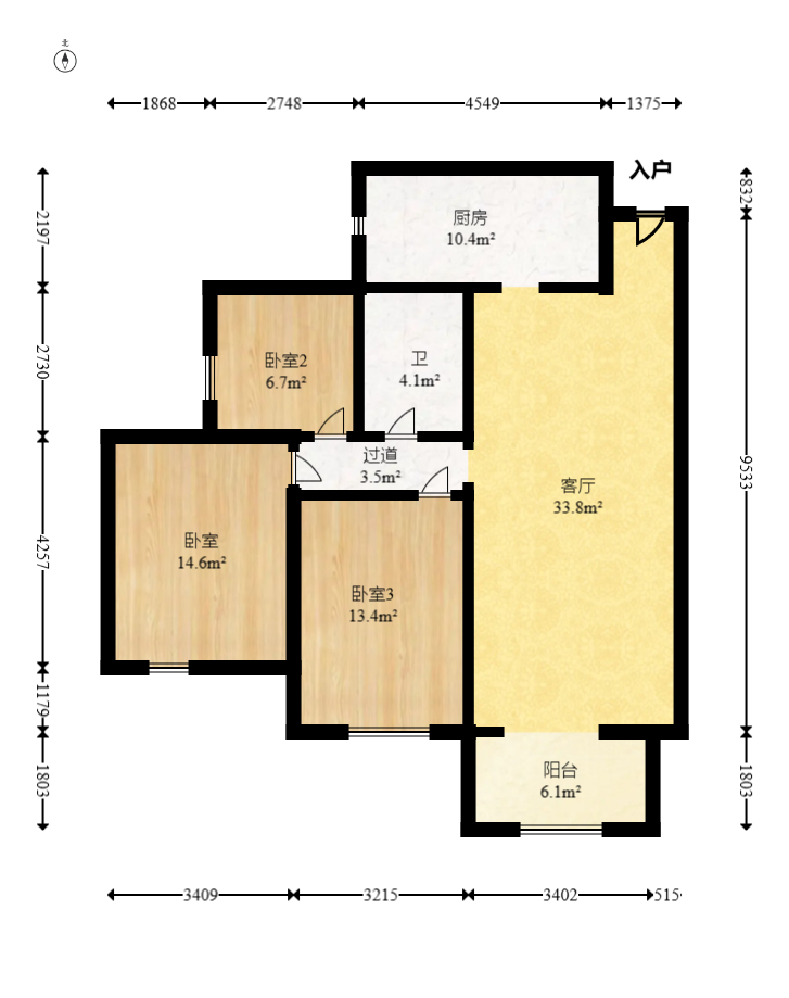 保利麓谷林语C区  3室2厅1卫    98.0万 保利麓谷林语C区  3室2厅1卫    98.0万户型图