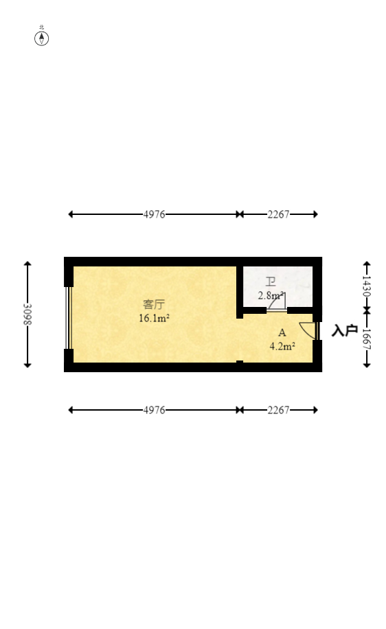 新城悦隽公园  1室1厅1卫   23.80万室内图1