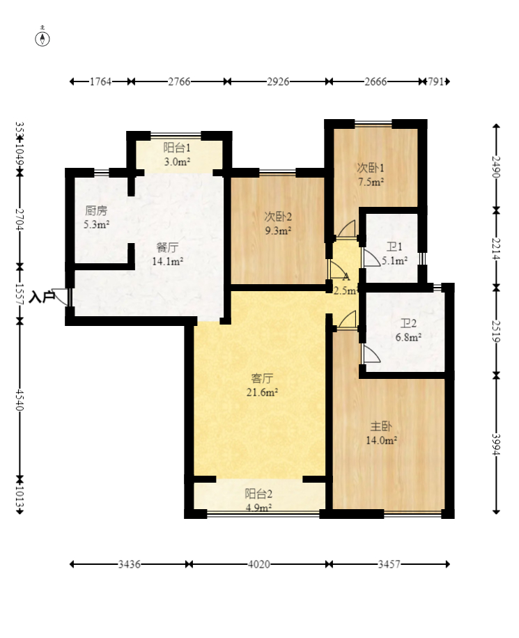 深业睿城  3室2厅2卫    105.8万 深业睿城  3室2厅2卫    105.8万户型图