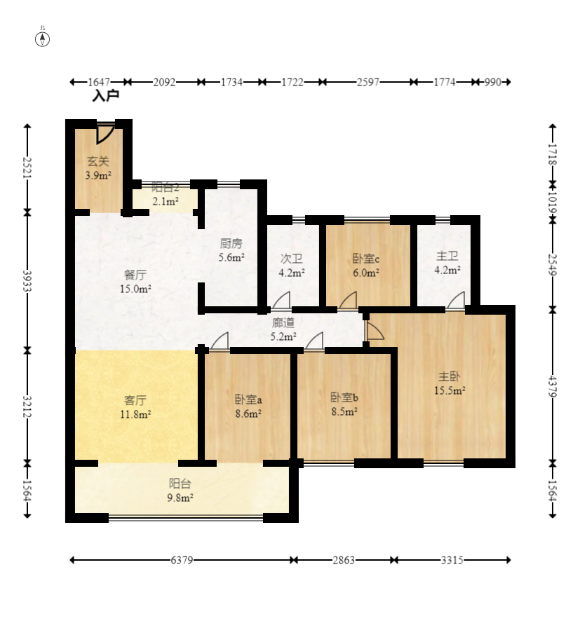 中海麓山境南区  4室2厅2卫   163.00万室内图1