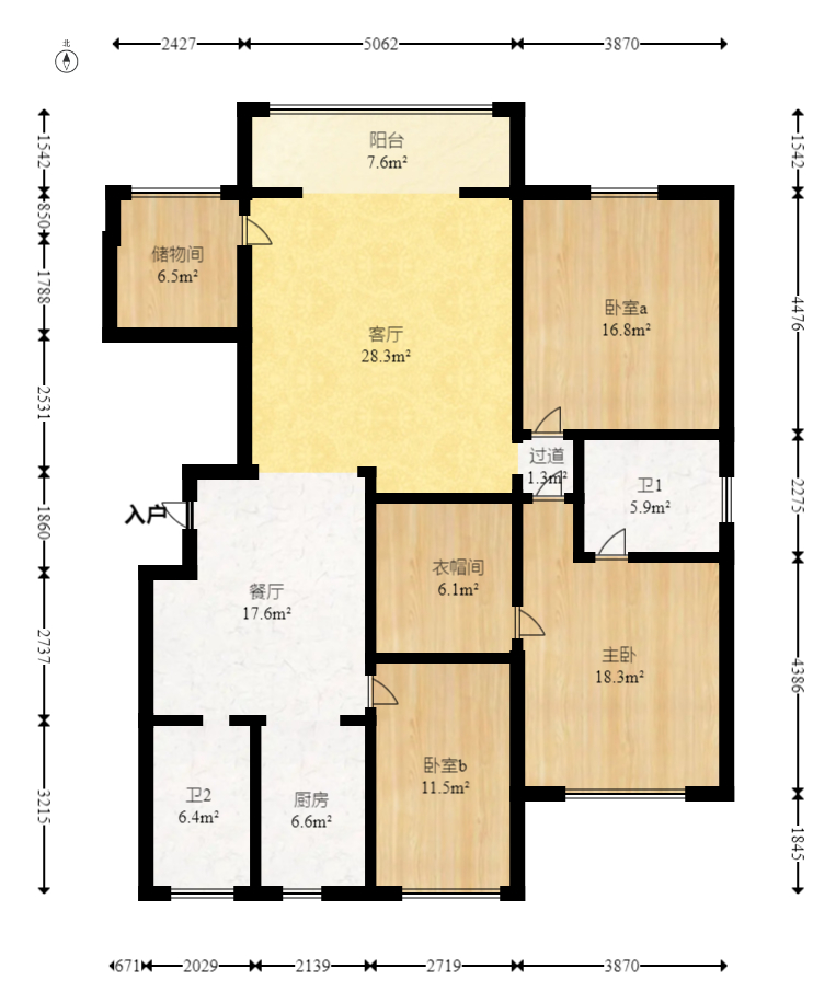 百合湖滨花园 4室2厅2卫 72.0万 百合湖滨花园 4室2厅2卫 72.0万户型图