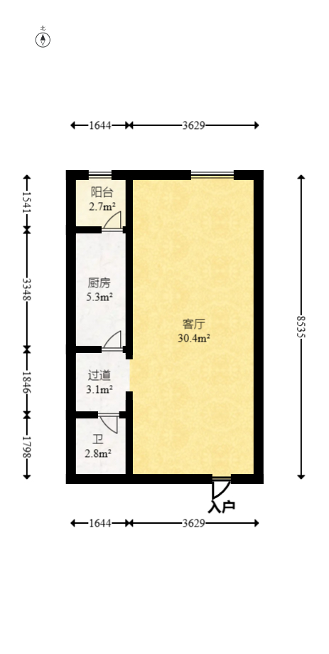 新青年公寓 1室1厅1卫 48.0万 新青年公寓 1室1厅1卫 48.0万户型图