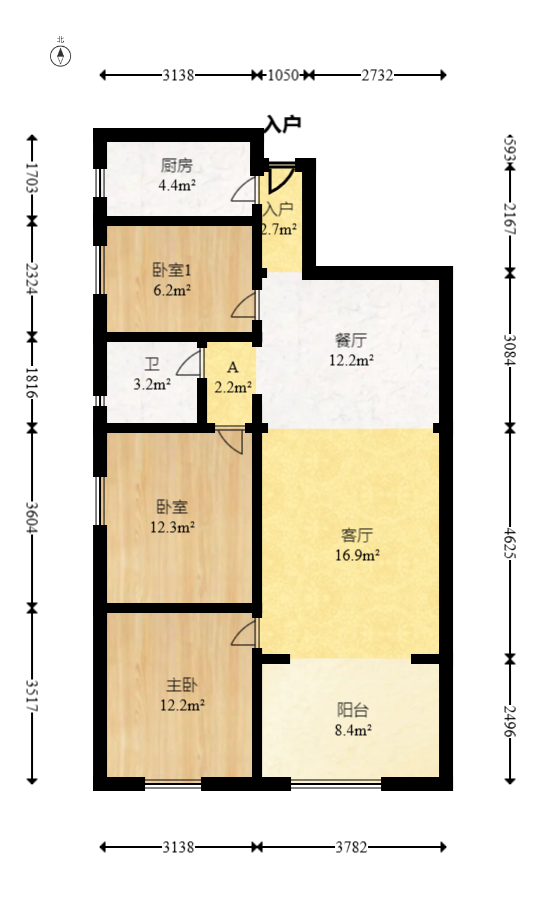 保利香槟国际  3室2厅1卫    69.8万室内图1