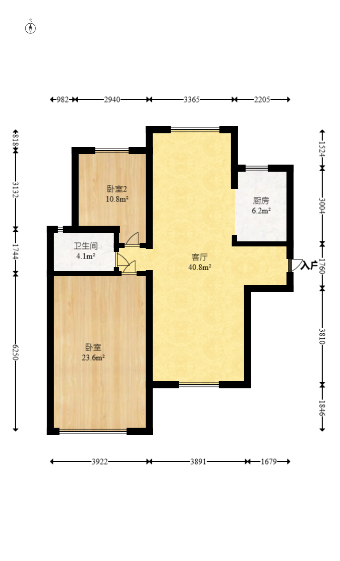 东业苹果社区 2室2厅1卫 40.0万 东业苹果社区 2室2厅1卫 40.0万户型图