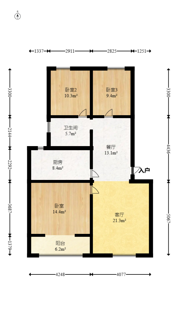 东岸锦城(东方人家)  3室2厅1卫   59.80万室内图1