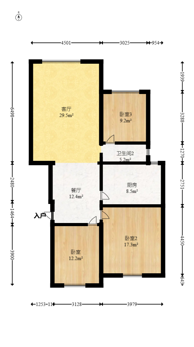 东岸锦城(东方人家)  3室2厅1卫   85.00万室内图1