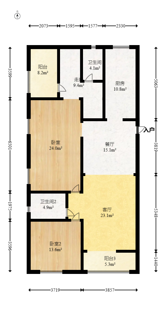 芙蓉万国城MOMA（卓越汇富苑）  4室2厅2卫   115.00万室内图1