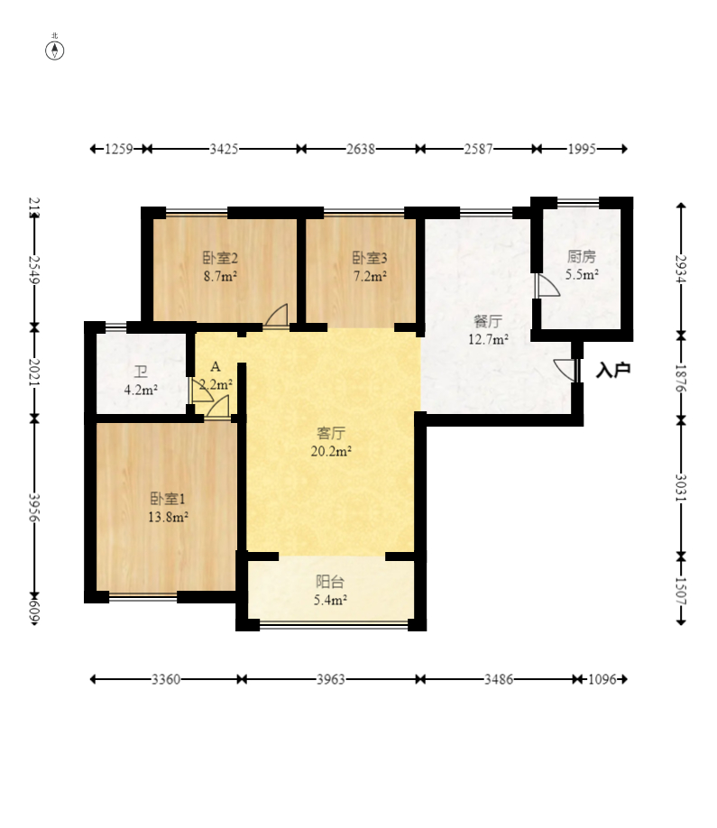 新城新世界一二三期 3室2厅1卫 108.0万 新城新世界一二三期 3室2厅1卫 108.0万户型图