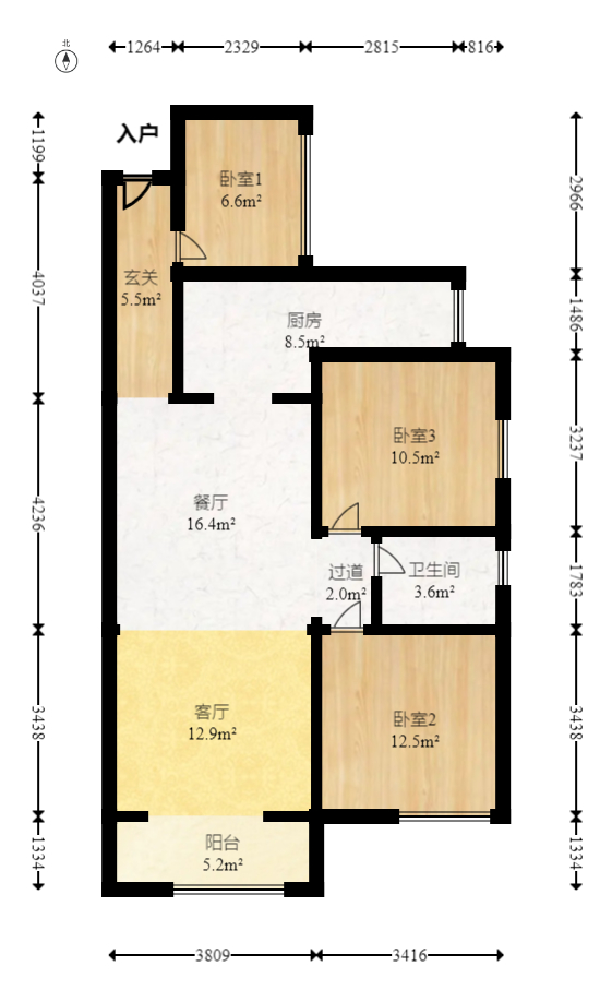 润和之悦(金泽园) 3室2厅1卫 80.0万 润和之悦(金泽园) 3室2厅1卫 80.0万户型图