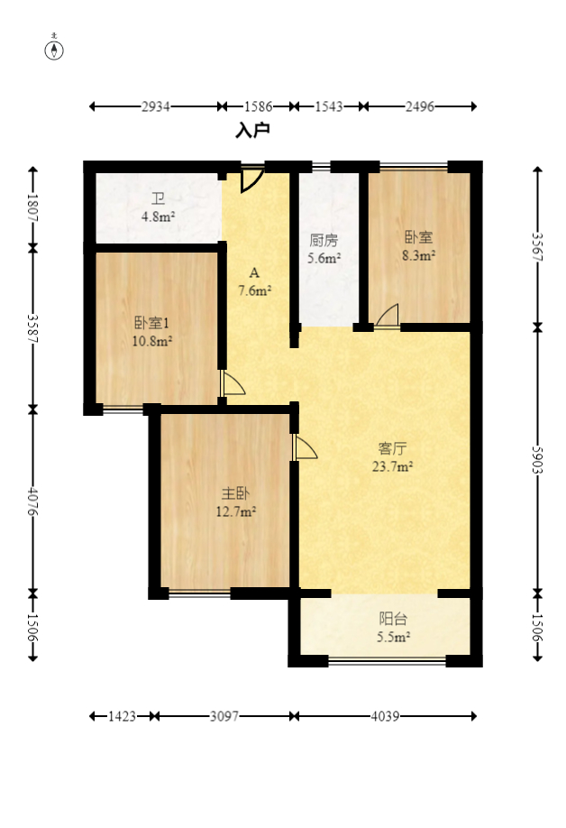 三一街区  3室2厅1卫   67.80万室内图1