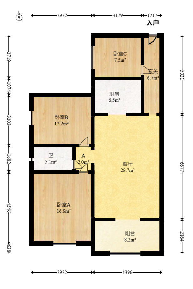 才子佳苑一期/二期  3室2厅1卫   73.00万室内图1