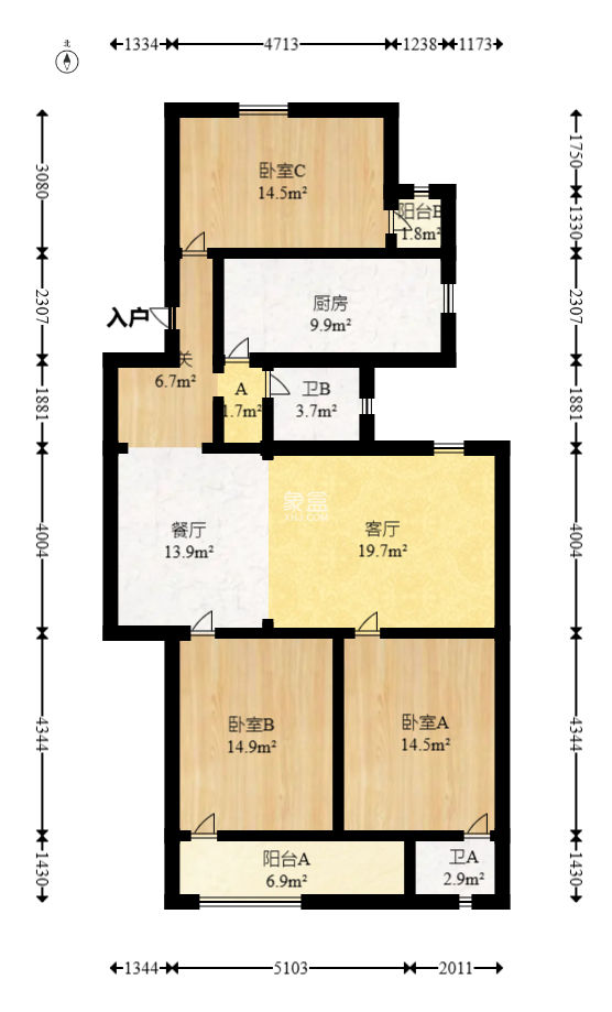 便河边社区（便河边单位房）  3室2厅2卫   120.00万