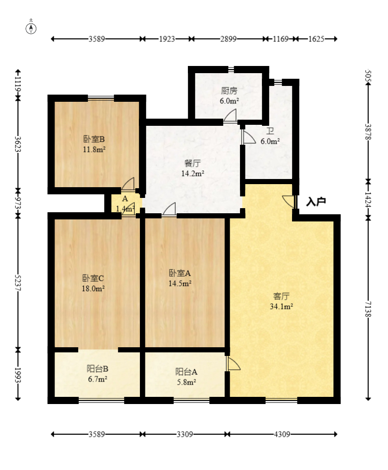 新湘路社区  3室2厅1卫   110.00万室内图1
