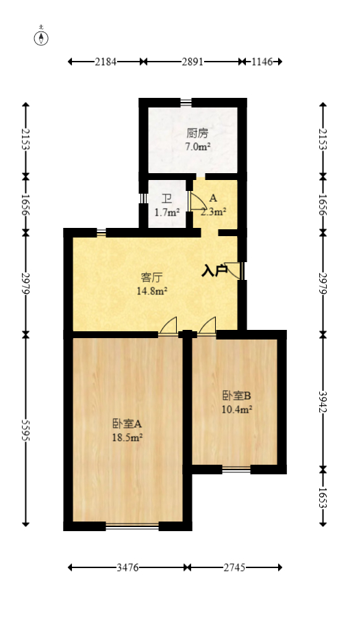 新河路排水处宿舍  2室1厅1卫   50.00万室内图1