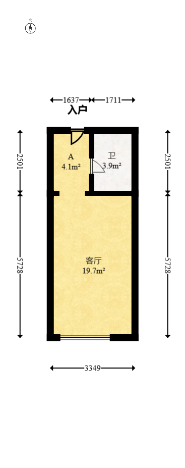 达美D6区  1室1厅1卫   20.00万室内图1