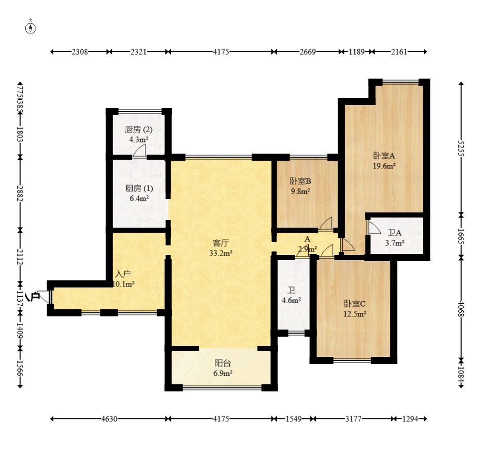 湘腾琴岛 3室2厅2卫 142.0万 湘腾琴岛 3室2厅2卫 142.0万户型图