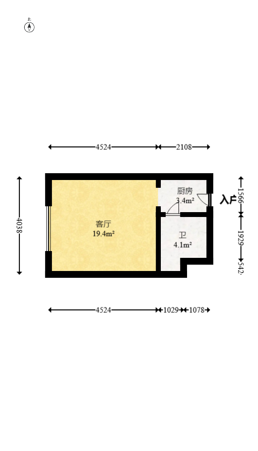 众东国际  1室1厅1卫   31.00万室内图1