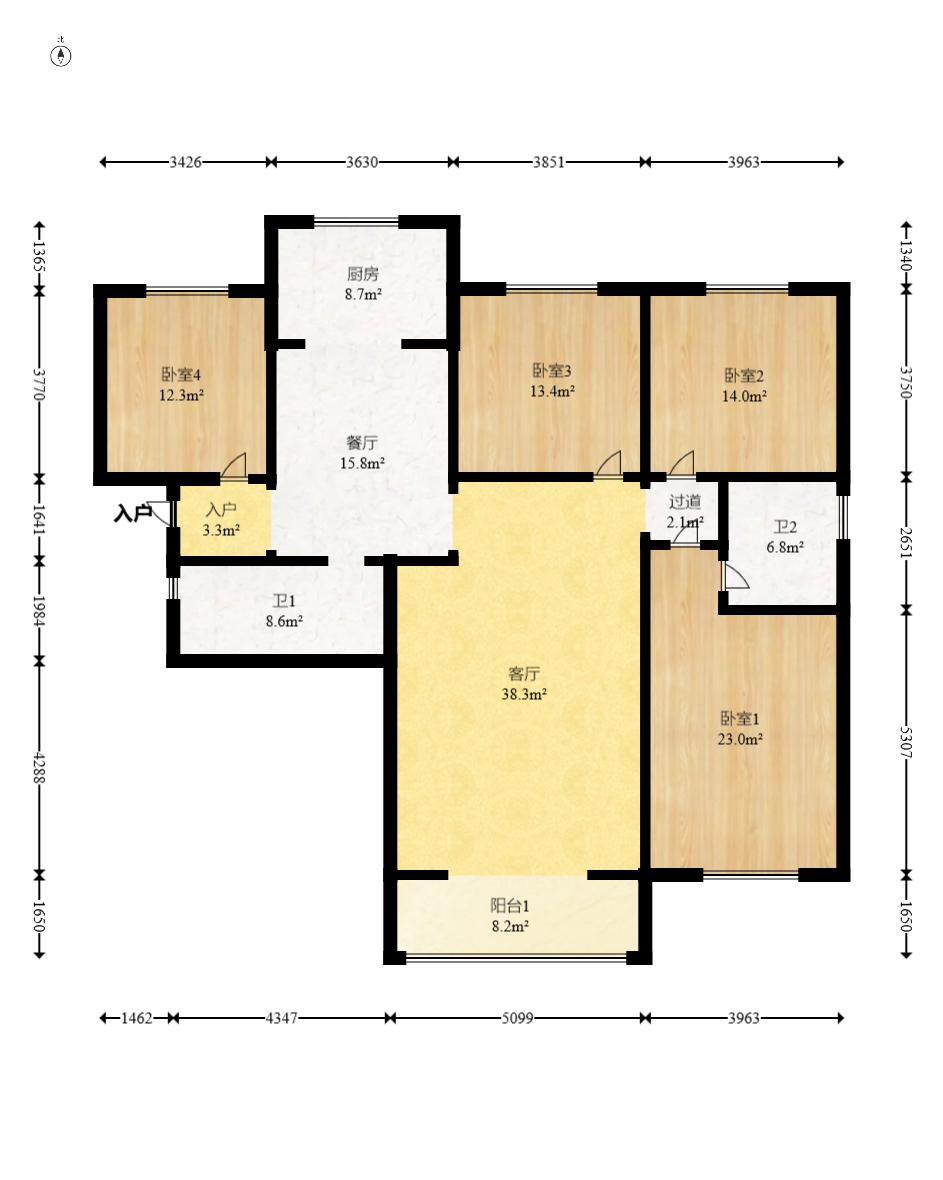 澳海月亮湾  4室2厅2卫    95.0万 澳海月亮湾  4室2厅2卫    95.0万户型图
