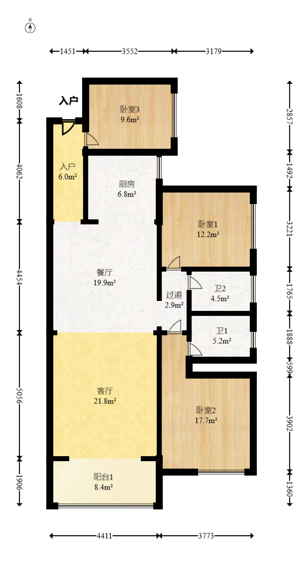 润和长郡(润和紫郡二三期) 3室2厅2卫 81.0万 润和长郡(润和紫郡二三期) 3室2厅2卫 81.0万户型图