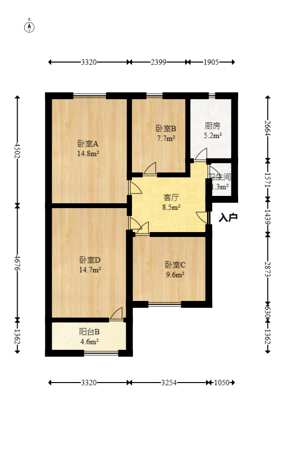 红旗区四片 3室1厅1卫 43.8万 红旗区四片 3室1厅1卫 43.8万户型图