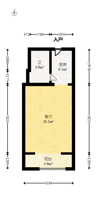 时代星城 1室1厅1卫 18.8万 时代星城 1室1厅1卫 18.8万户型图