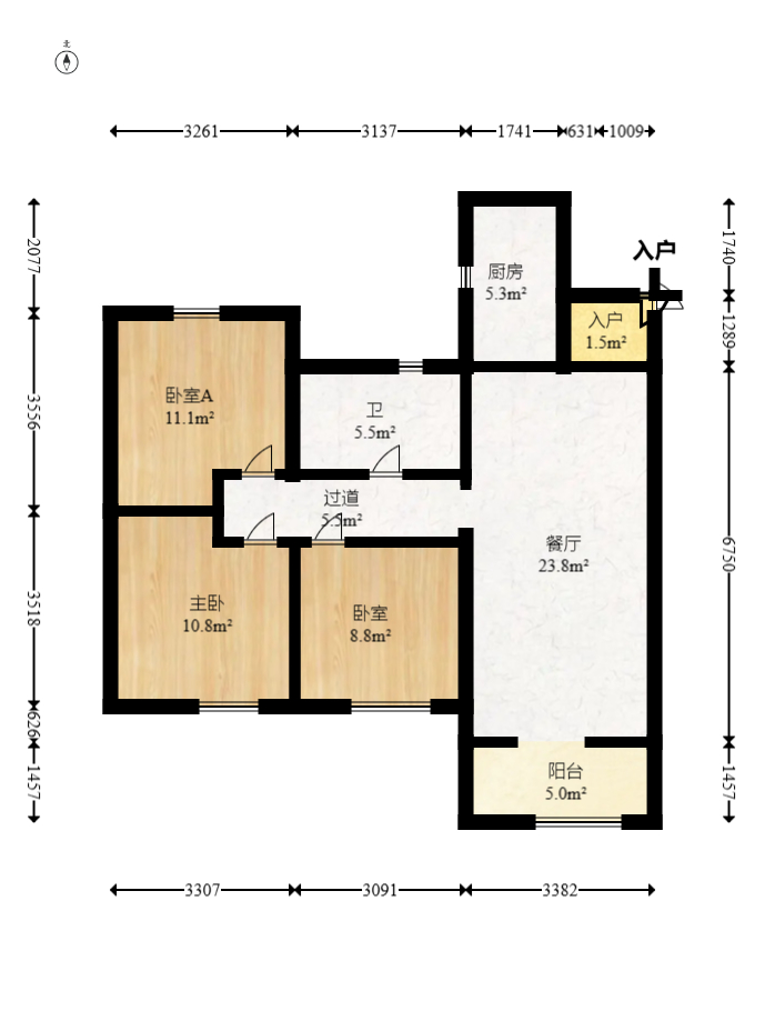 金地艺境 3室2厅1卫 45.8万 金地艺境 3室2厅1卫 45.8万户型图