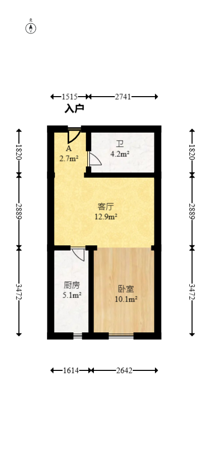 第六都（陆都小区）  1室1厅1卫   39.00万室内图1