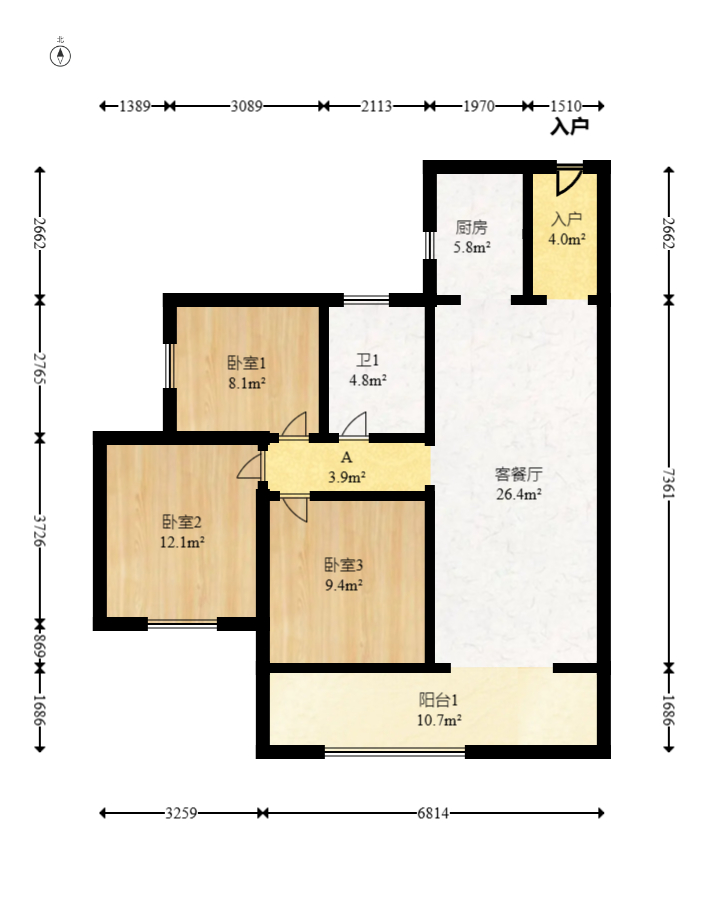 阳光城尚东湾嘉林苑 3室2厅1卫 98.0万 阳光城尚东湾嘉林苑 3室2厅1卫 98.0万户型图