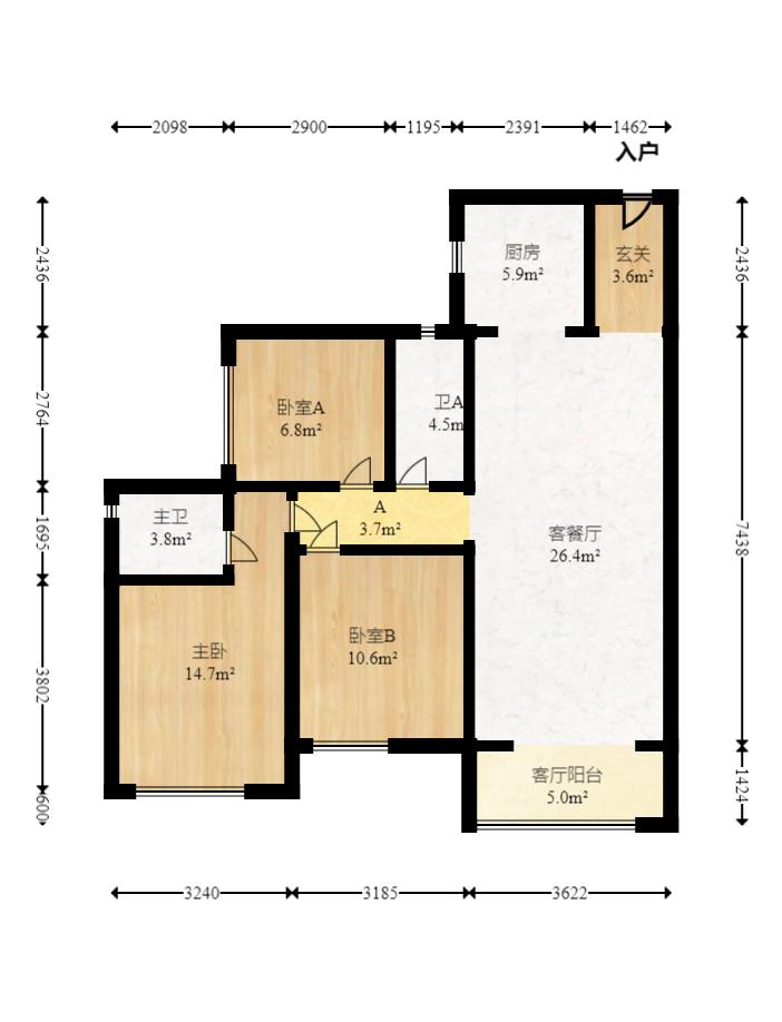 保利天禧D区  3室2厅2卫   180.00万室内图1