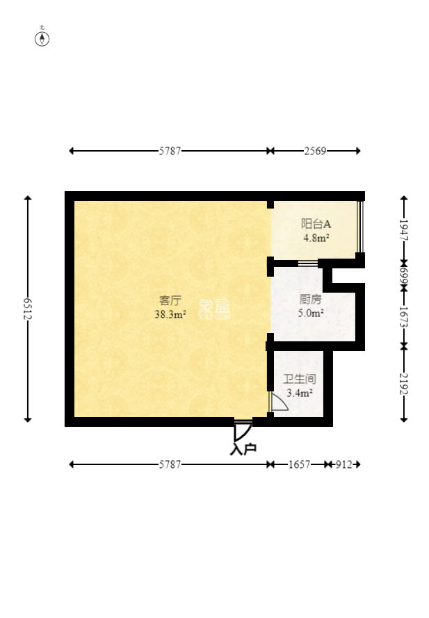 摩天一号  1室1厅1卫   36.80万