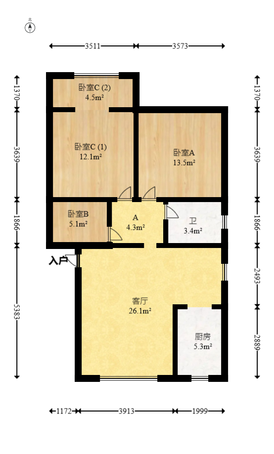 湘仪家园  3室2厅1卫   53.00万室内图1