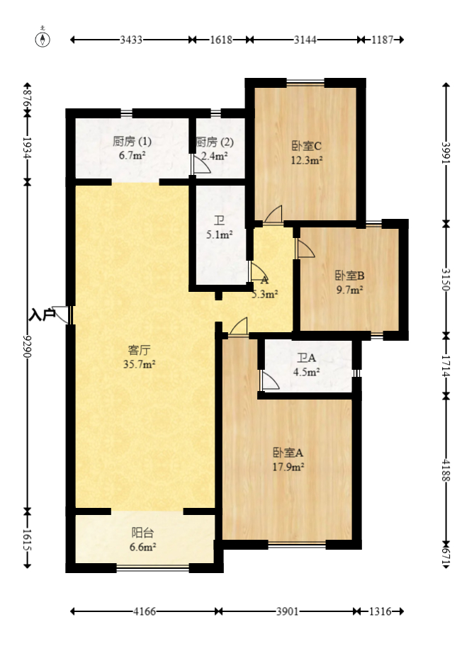 中海梅溪湖壹号  3室2厅1卫    188.0万 中海梅溪湖壹号  3室2厅1卫    188.0万户型图