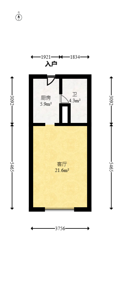 恒泰广场  1室1厅1卫   29.00万室内图1